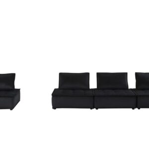 Lilola Home Anna Black Velvet 4-Seater Modular Sofa