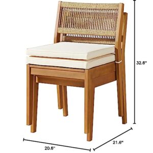 Alaterre Furniture Patio Dining Chairs - Set of 2 Weather-Resistant Stackable Outdoor Chairs with Fade-Proof Cushions - for Deck, Porch, or Sunroom