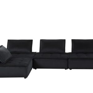 Lilola Home Anna Black Velvet 4-Seater Modular Sofa