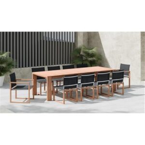 Meridian Furniture 353-T Tulum Collection Modern | Contemporary Outdoor Patio Patio Dining Table with Solid Teak Wood and Natural Teak Finish, 108.5" W x 40" D x 30" H, Natural