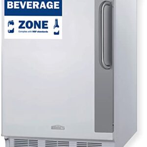 Summit Appliance FF6W7BZLHD Commercial 24" Wide All-Refrigerator; For use in Bars, Restaurants, and Other Commercial Environments; 5.5 cu.ft Capacity; Automatic Defrost; Left Hand Door Swing