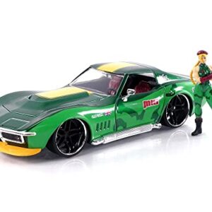 Street Fighter 1:24 1969 Chevrolet Corvette Stingray ZL1 & 2.75" Cammy Figure, Toys for Kids and Adults