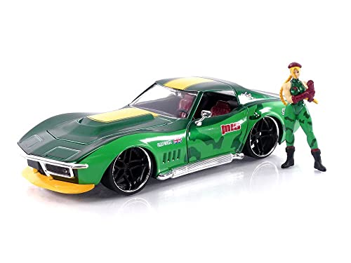 Street Fighter 1:24 1969 Chevrolet Corvette Stingray ZL1 & 2.75" Cammy Figure, Toys for Kids and Adults