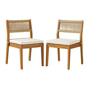 Alaterre Furniture Patio Dining Chairs - Set of 2 Weather-Resistant Stackable Outdoor Chairs with Fade-Proof Cushions - for Deck, Porch, or Sunroom