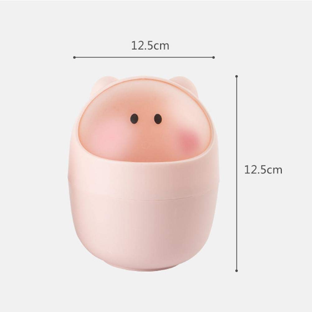 Desktop Mini Trash Bin, Cute Desktop Trash Can Flip Garbage Storage Bucket Cartoon Desk Waste Container Bucket Trash Can (Blue)