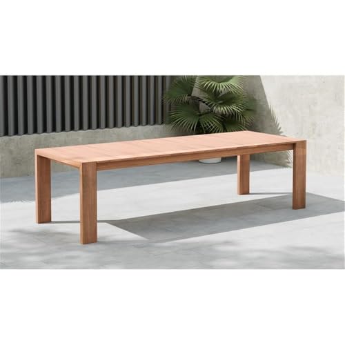 Meridian Furniture 353-T Tulum Collection Modern | Contemporary Outdoor Patio Patio Dining Table with Solid Teak Wood and Natural Teak Finish, 108.5" W x 40" D x 30" H, Natural