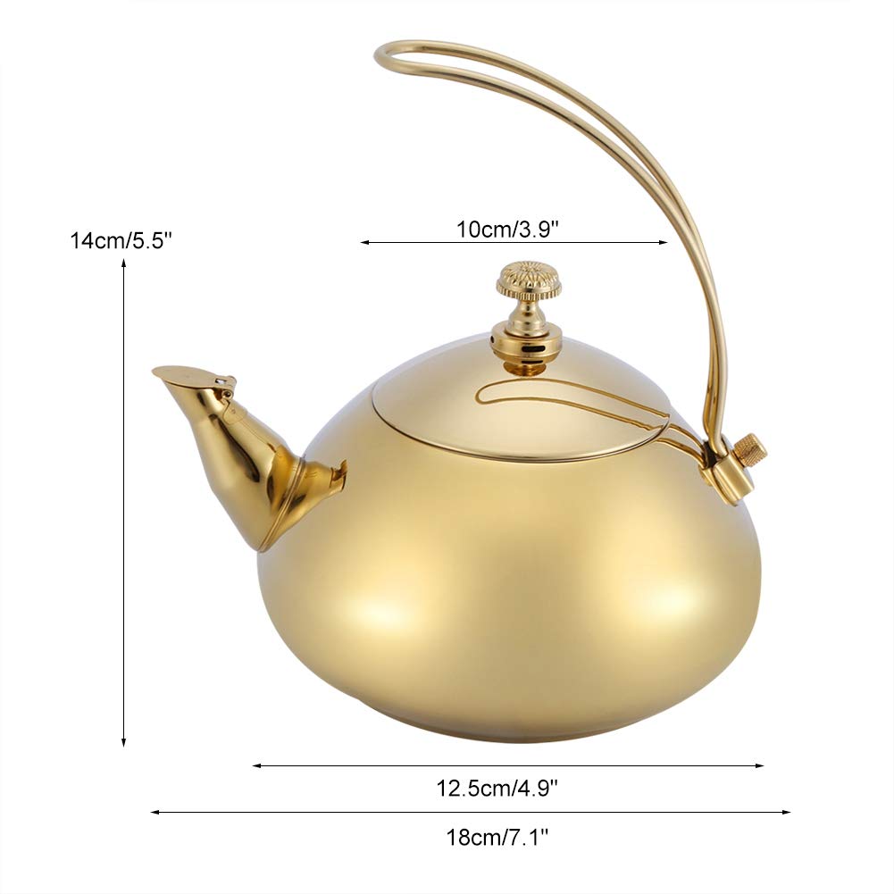 Theiere Marocaine Sanqiahome,Metallic Gold Kettle,Gold Teapot,Gold Kettle Classical 1.5L Stainless Steel Teapot Induction Cooker Teakettle Fast Water Heating Boiling Pot(Gold)