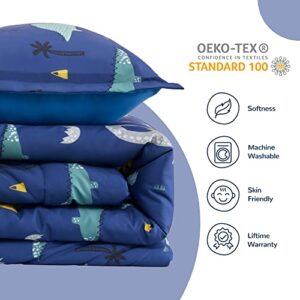 SLEEP ZONE Kids Bedding Twin Comforter Set - Cute Printed for Boys, Girls, Teens, Super Soft, Fade Resistant, Dino Family, Twin