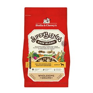 stella & chewy's superblends raw blend wholesome grains cage-free chicken & duck recipe with superfoods, 3.25 lb. bag