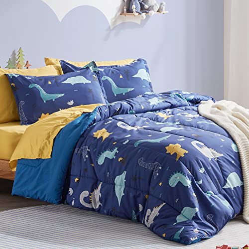 SLEEP ZONE Kids Bedding Twin Comforter Set - Cute Printed for Boys, Girls, Teens, Super Soft, Fade Resistant, Dino Family, Twin