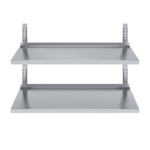 AmGood 16 in. x 48 in. Two-Tier Metal Wall Mount Shelf | Staunless Steel Shelving for Commercial Kitchen, Closet, Garage, Pantry, etc