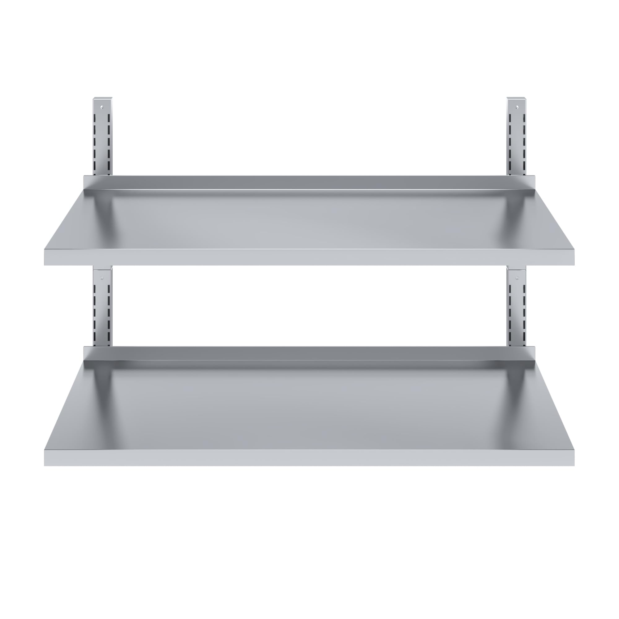 AmGood 16 in. x 48 in. Two-Tier Metal Wall Mount Shelf | Staunless Steel Shelving for Commercial Kitchen, Closet, Garage, Pantry, etc