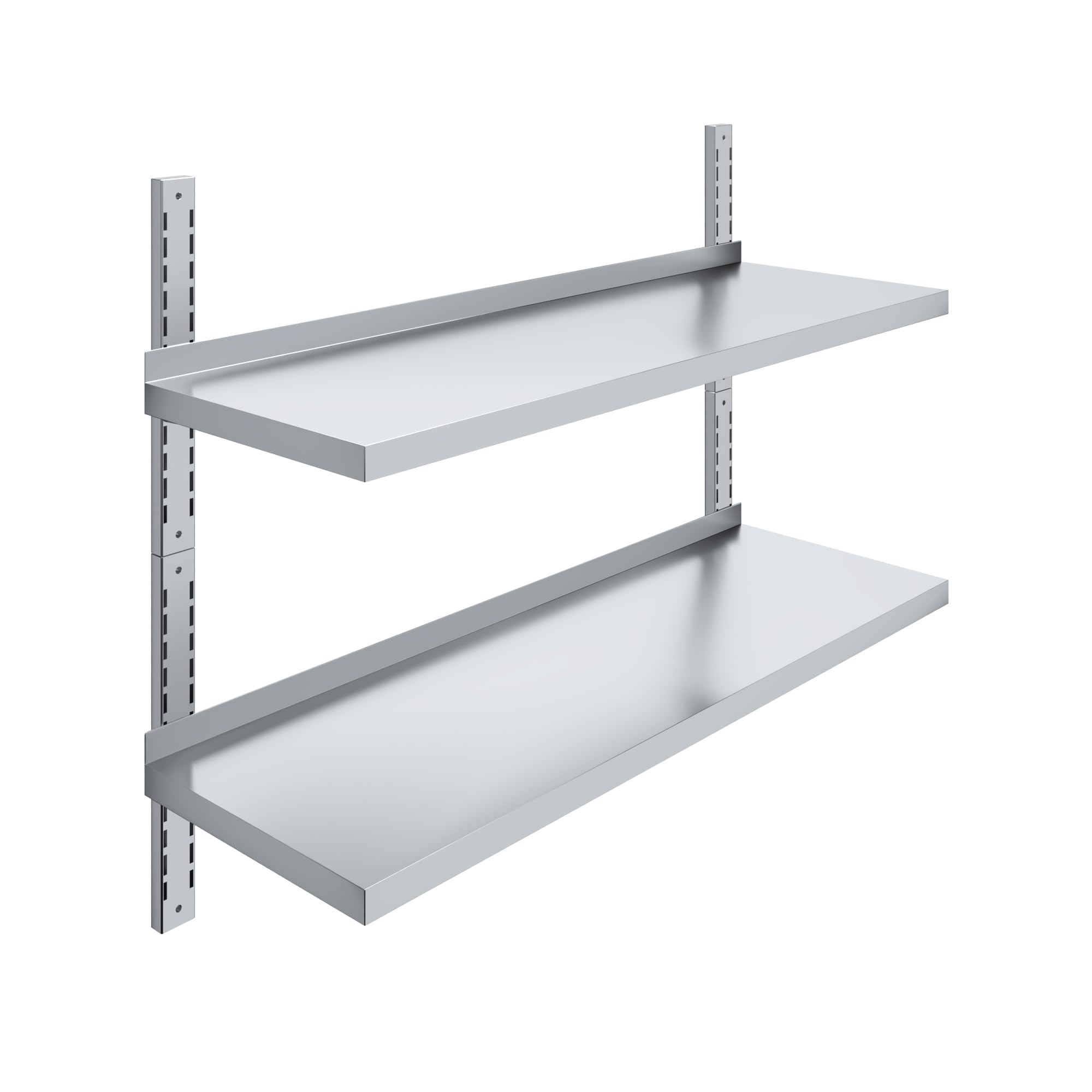 AmGood 16 in. x 48 in. Two-Tier Metal Wall Mount Shelf | Staunless Steel Shelving for Commercial Kitchen, Closet, Garage, Pantry, etc