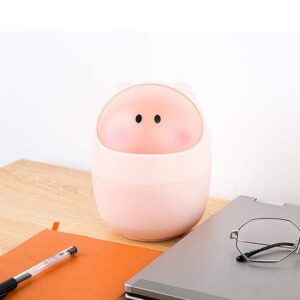 Desktop Mini Trash Bin, Cute Desktop Trash Can Flip Garbage Storage Bucket Cartoon Desk Waste Container Bucket Trash Can (Blue)