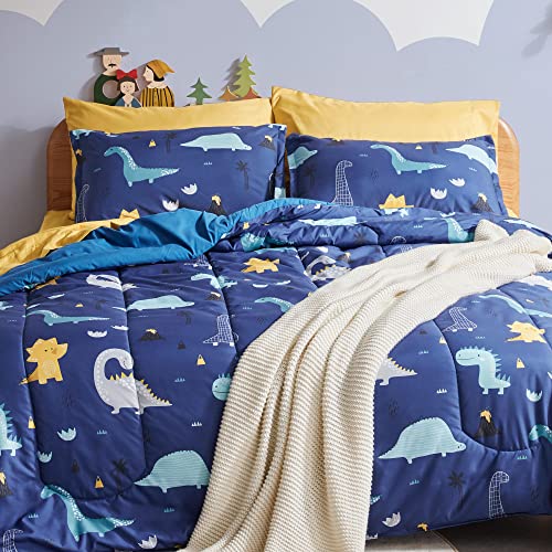 SLEEP ZONE Kids Bedding Twin Comforter Set - Cute Printed for Boys, Girls, Teens, Super Soft, Fade Resistant, Dino Family, Twin