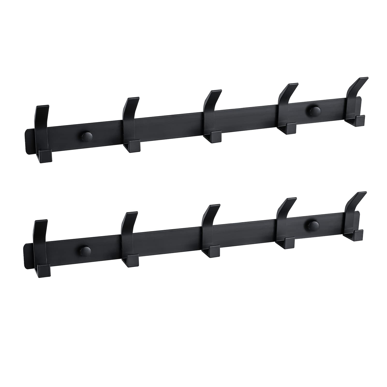 Jiafengyuan Coat Hook Towel Hooks Hat Rack Wall Hook Clothes Hooks Hanger Wall Mounted Heavy Duty Hook Rack Aluminum Alloy for Towel Bathroom Entrance Behind The Door Bedroom (5 Hook Black, 2-Pack)