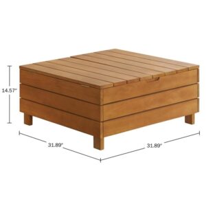 Outdoor Coffee Table - Weather-Resistant Eucalyptus Wood Patio Furniture Table with Lift Top Storage Compartment (Brown)