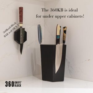 The 360KB ™ (Black) magnetic rotating knife block - handmade in Washington - shortest member of the 360 Knife Block ® family