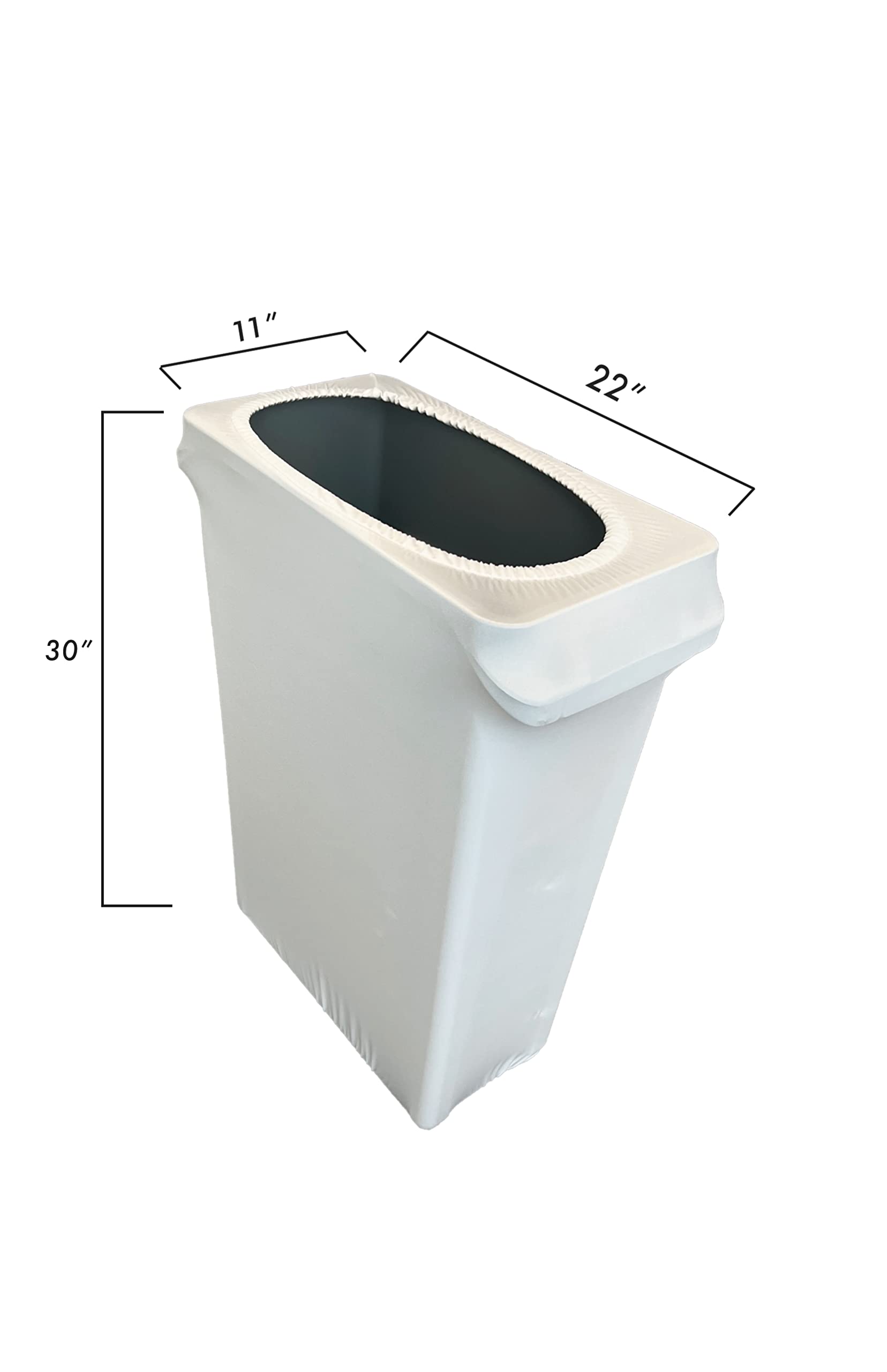 Spandex & Table Linens Spandex Stretch Slim Jim Trash Can Cover - Garbage Can Cover for 23 Gallon Trash Bins - Durable Polyester/Spandex Blend Garbage Can Covers - Made in The USA - White