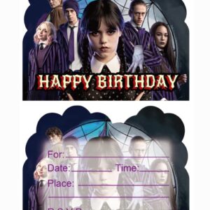 LOVSTAY 20pcs wednesday addams Birthday Invitations,wednesday addams Party Invitations Birthday Party Supplies Decoration (20)