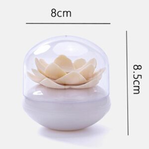 Cotton Swab Holder with Lid,Lotus Shaped Cotton Swab Box,Toothpicks Storage Box Holder,Cotton Ball Holder,Flower Bathroom Decor Table Decorate (Beige)