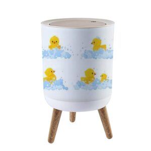 lopyeijfg trash can with lid kitchen bathroom bedroom 1.8 gallon press cover rubber duck family foam isolated white set yellow plastic duck toys wood small garbage bin wastebasket office waste bin