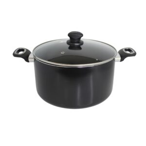 imusa 10.0qt bistro aluminum nonstick dutch oven with glass lid and cool touch handles