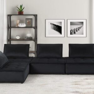 Lilola Home Anna Black Velvet 4-Seater Modular Sofa