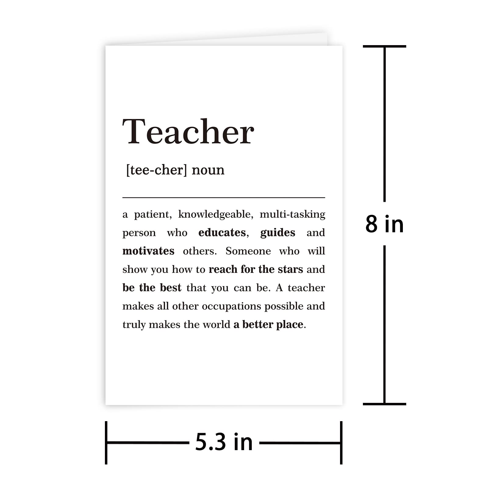 Unique Teacher Definition Card, Graduation Thank You Card, Teacher Appreciation Card, Card for Teacher's Birthday