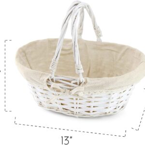 Cornucopia Brands Wicker Baskets w/Handles (2-Pack, White-Painted), for Easter, Picnics, Gifts, Home Decor and More, 13 x 10 x 6 Inches