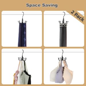 TOPIA HANGER Belt Hanger 2-Pack, 360°Rotatable Belt Organizer for Closet, Belt Rack, Accessory Organizers, Closet Storage Hook for Belt, Dog Harness, Tie, Tank Top, Bra, Purse, Scarf (8 Hooks, Black)