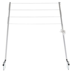 KUAFU RV Clothes Drying Rack Bumper-Mounted Clothesline Compatible with 4" Square RV Bumpers Versatile Clothes Line Aluminum Powder Coated Silvery