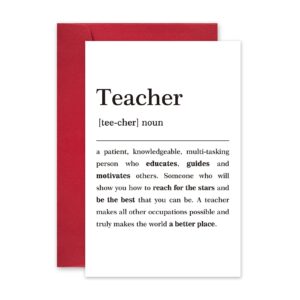 unique teacher definition card, graduation thank you card, teacher appreciation card, card for teacher's birthday