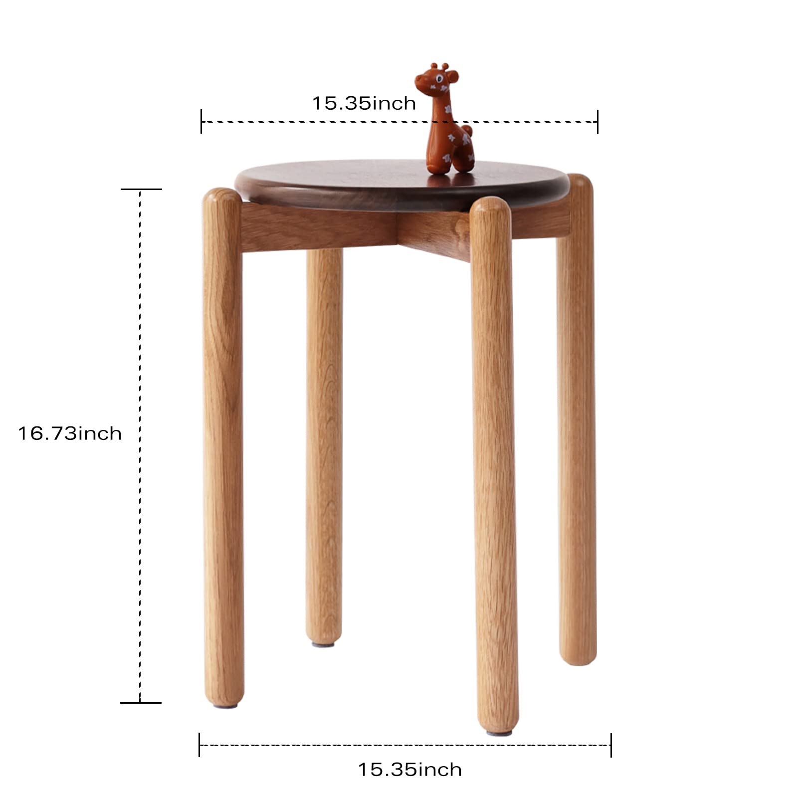 Vadisun Solid Oak Wood Round Stool, Kitchen & Dining Room Stools, Stackable Stools for Living Room,Dining Room, Kitchen, Classroom (Black Walnut Color)