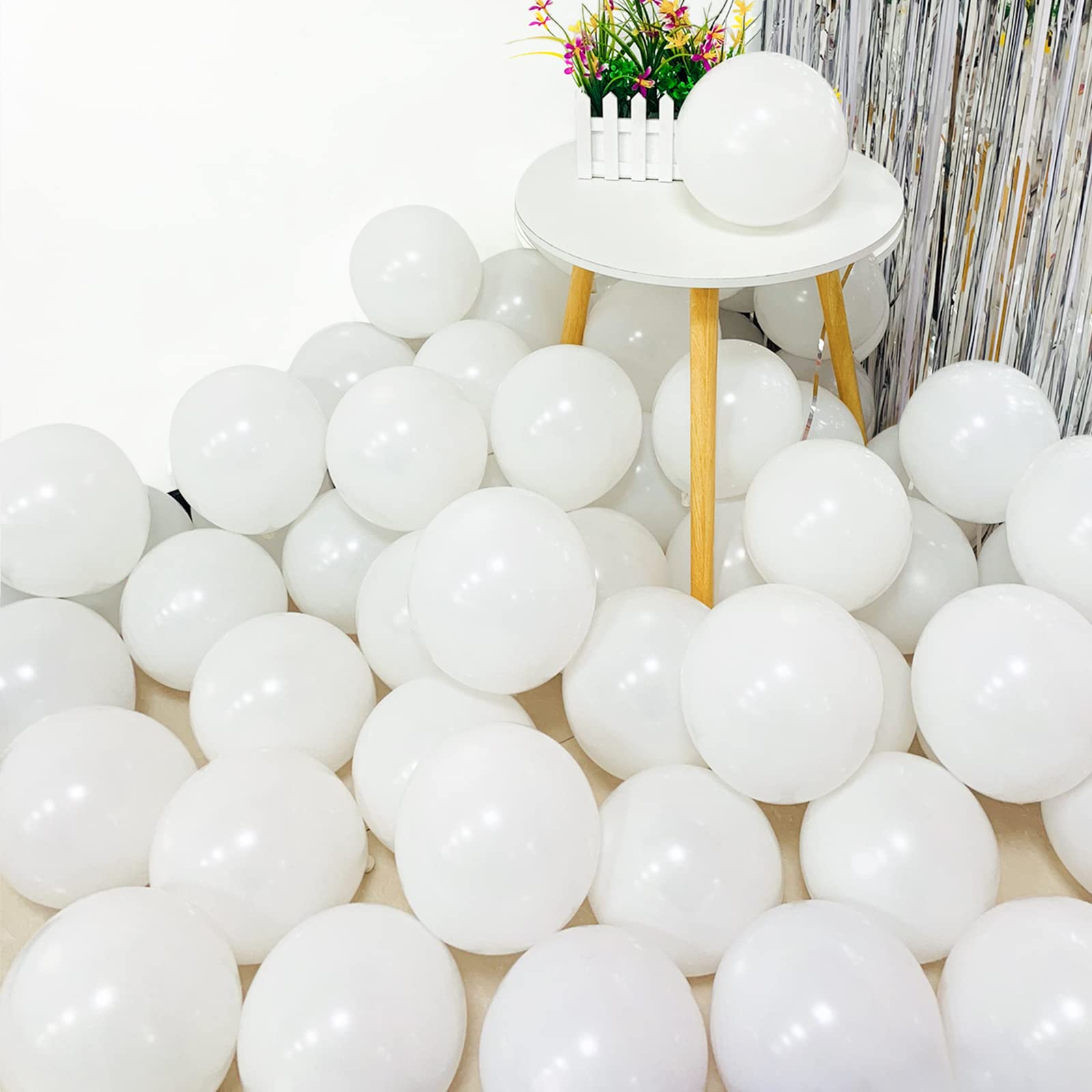 200pcs White Balloons 5 Inch Matte White Latex Balloons with 2 rolls of ribbon Small Party Balloons for Birthday Wedding Baby Shower Bridal Anniversary Festival Arch Garland Decorations