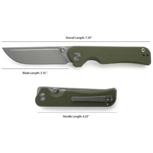 Miguron Knives M Pagos Front Flipper Folding Knife 3.16" Sandblasting 14c28n Blade Green G10 Handle Camping Hiking Pocket Knife MGR-807SGN