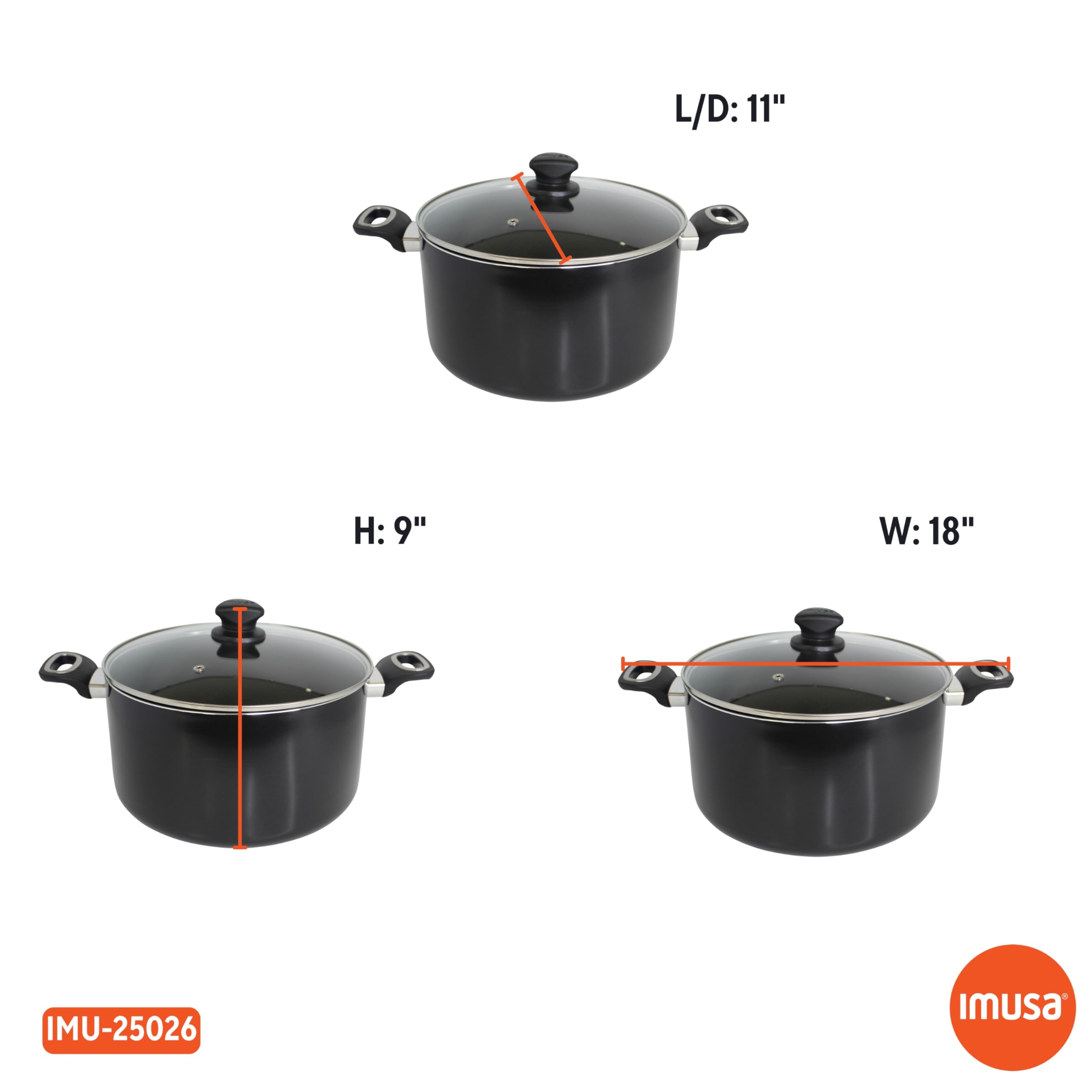 IMUSA 10.0qt Bistro Aluminum Nonstick Dutch Oven with Glass Lid and Cool Touch Handles