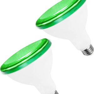 PAR38 Green Flood Light Bulbs, 15 Watt Green LED Flood Light 100W Equivalent, E26 Base Outdoor Green Light Bulbs for Halloween Light Bulbs, Party Decoration, Porch, Home/Holiday Lighting(2 Pack)