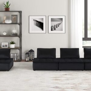 Lilola Home Anna Black Velvet 4-Seater Modular Sofa