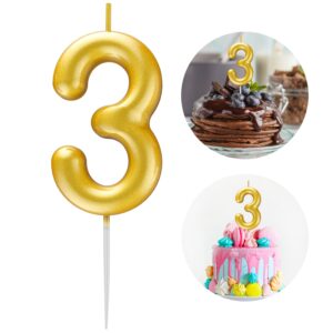 gold number 3 candle happy birthday 3d number candles for birthday cake party decoration wedding anniversary celebration supplies