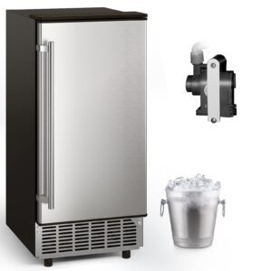 glacer under counter ice maker, 80lbs/ 24h, built-in ice machine with drain pump, reversible door, 24h timer & self-cleaning, freestanding ice cube machine for commercial and home use