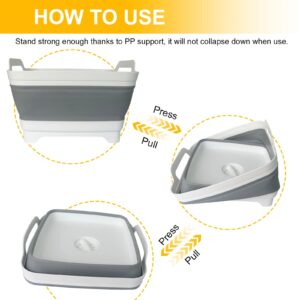 Detsuk Collapsible Dish Tub 9L-Collapsible Basin Bucket Portable Sink-Outdoor Multiuse Foldable Sink Tub Wash Dish Basin for Kitchen Sink RV Camping