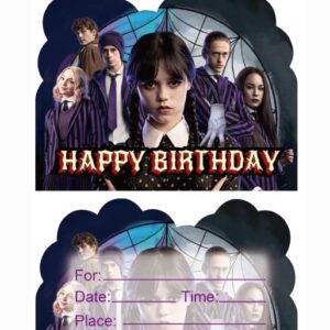 LOVSTAY 20pcs wednesday addams Birthday Invitations,wednesday addams Party Invitations Birthday Party Supplies Decoration (20)