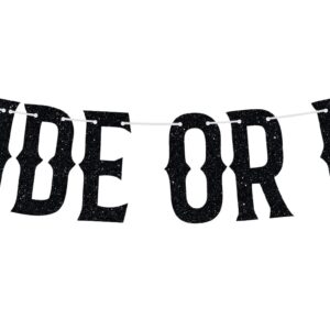 Bride or Die Banner, Spooky Bride, Halloween Bachelorette Wedding Bridal Shower Party Decorations Supplies, Black Glitter