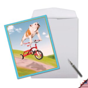 NobleWorks Big Humorous Birthday Greeting Card From Us 8.5 x 11 Inch with Envelope (1 Pack) Big, Jumbo Bday Dog On Trike J3204BDG-US