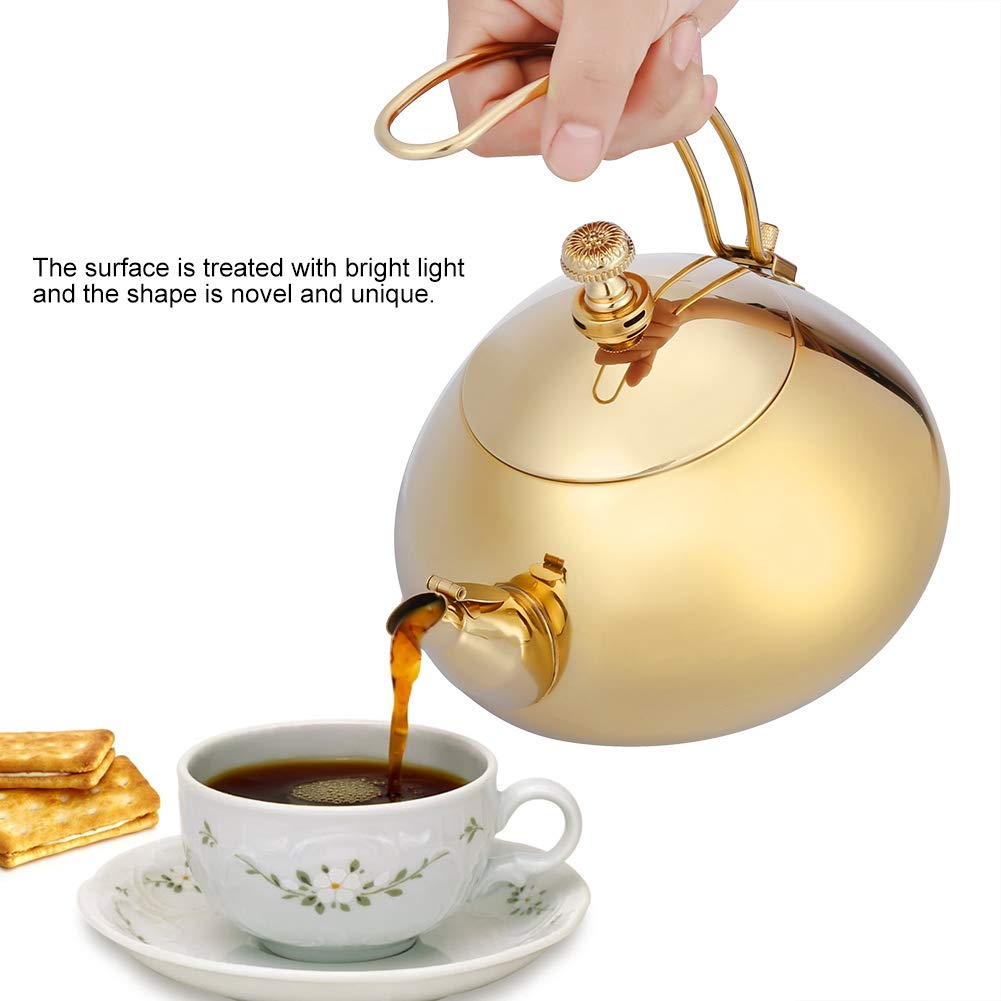 Theiere Marocaine Sanqiahome,Metallic Gold Kettle,Gold Teapot,Gold Kettle Classical 1.5L Stainless Steel Teapot Induction Cooker Teakettle Fast Water Heating Boiling Pot(Gold)