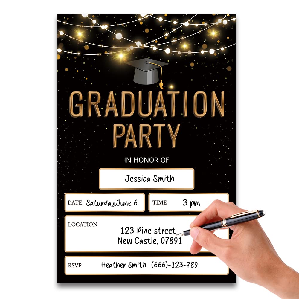 FujLoy 20 Cards with Envelopes, graduation party invitations 2024, 2024 College, High School, University Grad Celebration.（008）