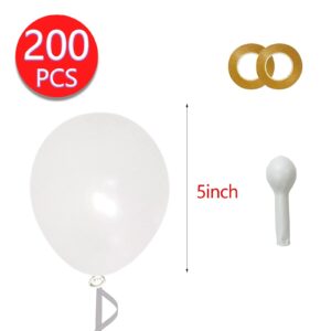 200pcs White Balloons 5 Inch Matte White Latex Balloons with 2 rolls of ribbon Small Party Balloons for Birthday Wedding Baby Shower Bridal Anniversary Festival Arch Garland Decorations