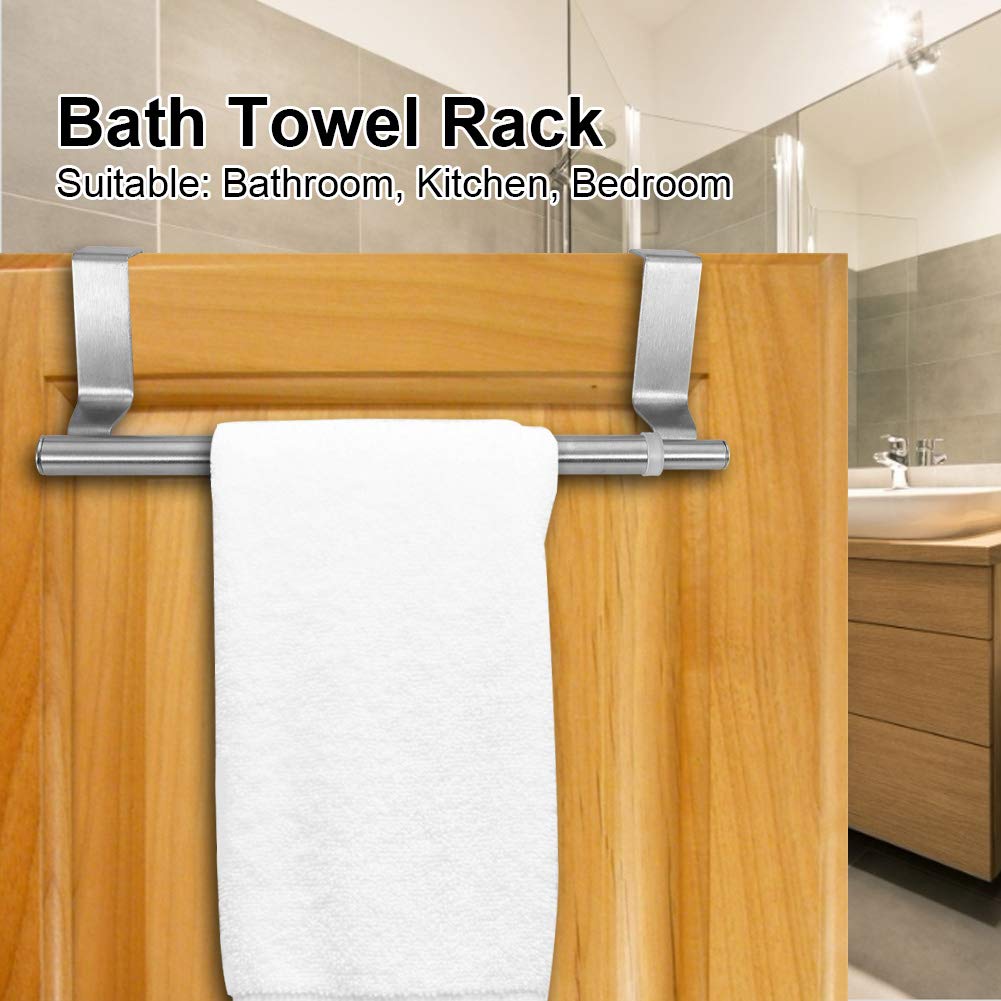 Over Door Towel Rail Holder, Towel Rack for Cabinet Retractable Stainless Steel Kitchen Over Cabinet Towel Bar Rack Shelf No Drilling (Single bar Small Size)