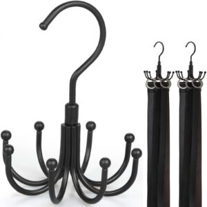 topia hanger belt hanger 2-pack, 360°rotatable belt organizer for closet, belt rack, accessory organizers, closet storage hook for belt, dog harness, tie, tank top, bra, purse, scarf (8 hooks, black)